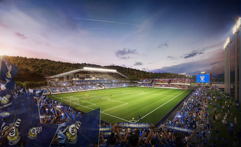 アシックス里山スタジアム増席後のイメージ図公開および工事進捗のご報告